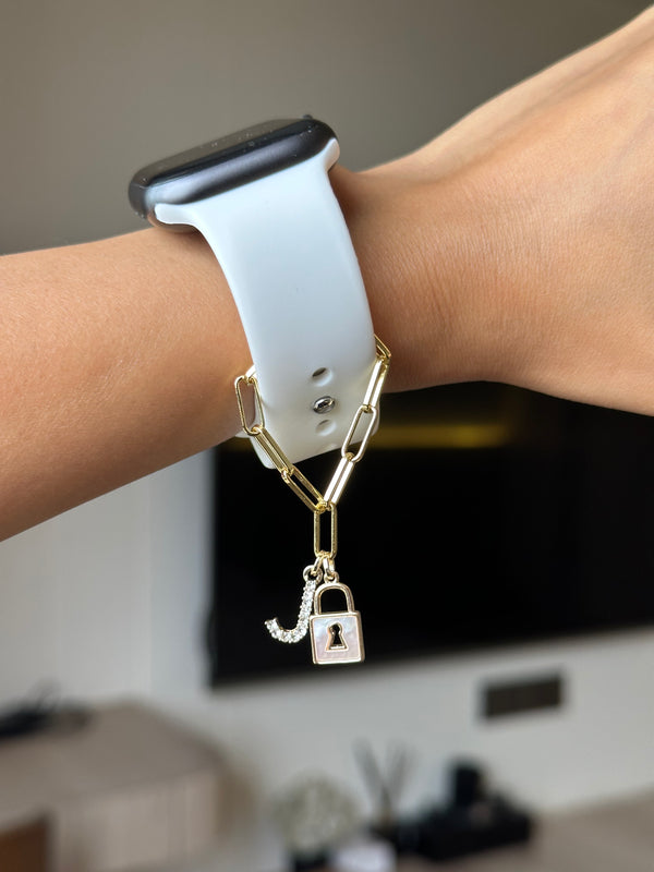 Lock Watch Charm with Initials