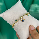 Crowned Evil Eye Charm Bracelet