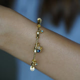 Crowned Evil Eye Charm Bracelet