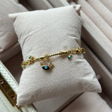 Crowned Evil Eye Charm Bracelet