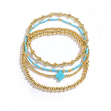 Gold Blue Bracelet Stack - Set of 4