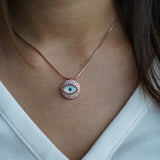 Gazing evil eye rose gold necklace