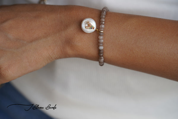 Mother of pearl initial bracelet
