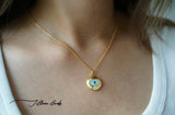 Gazing evil eye solid gold necklace