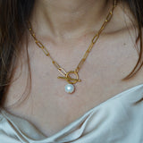 Link Chain Pearl Necklace