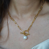 Link Chain Pearl Necklace
