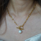 Link Chain Pearl Necklace