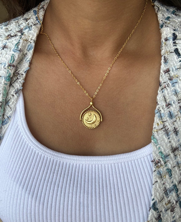 Gold Sun Moon Necklace