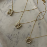 Studded Gold Chunky Initial Necklace