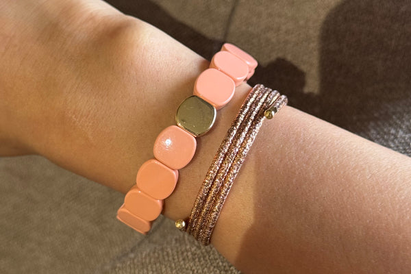 Set of 2 - Twilight Peach Set - Halo and Candy Bracelet