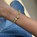Gold Pop Evil Eye Bracelet with Initial