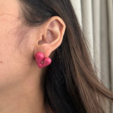 Pink Bubble Heart Studs