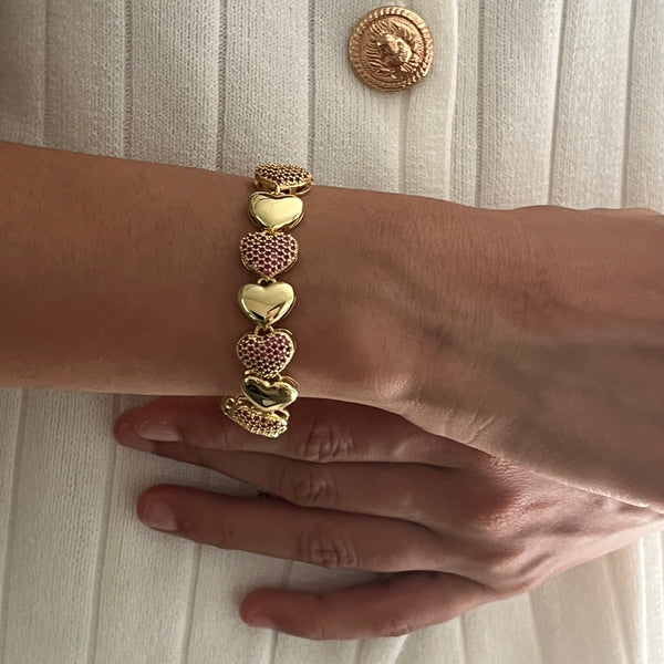 Scarlet Bubble Heart Bracelet