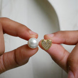 Heart & Pearl Duo Studs Earring