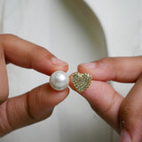 Heart & Pearl Duo Studs Earring