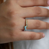 White Enamel Crystal Ring