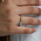 White Enamel Crystal Ring