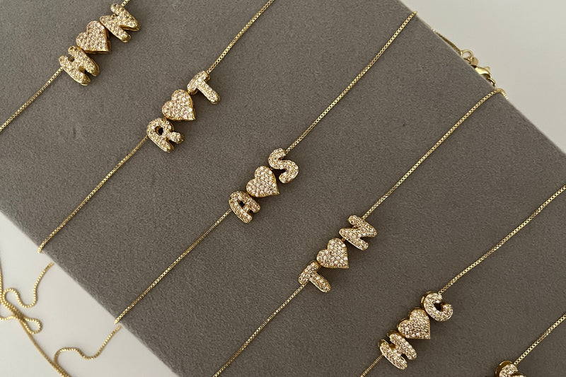 Mini Bubble Initials Love Necklace