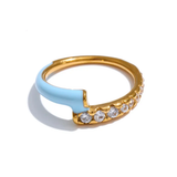 White Enamel Crystal Ring