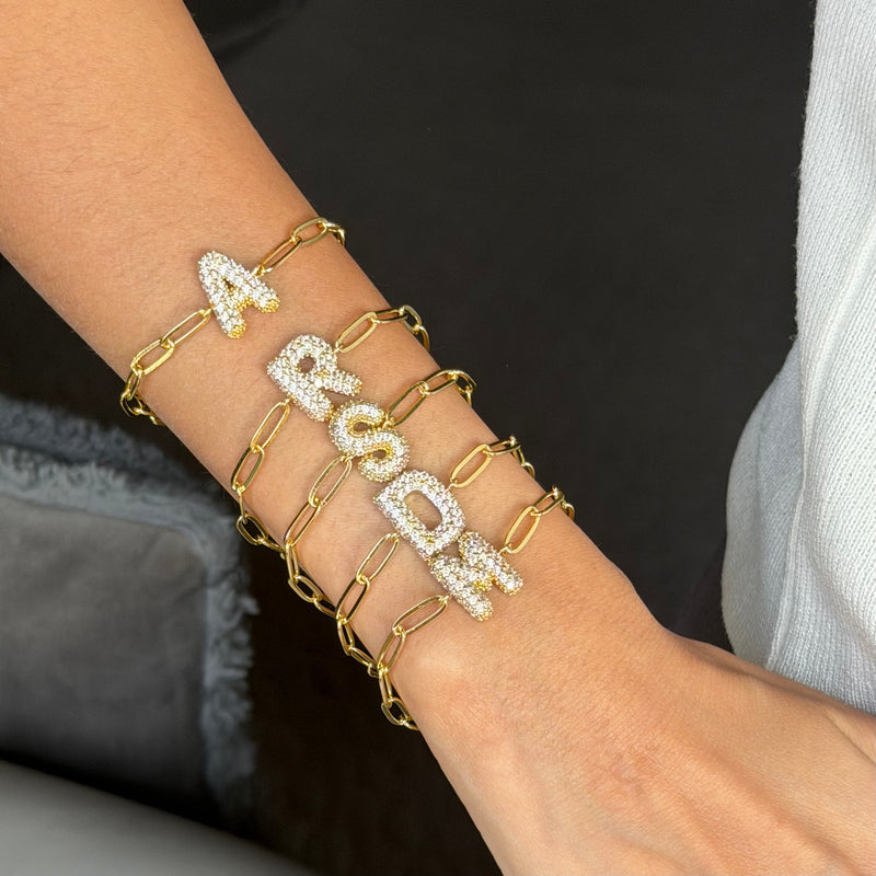 Bubble Initial Link Bracelet