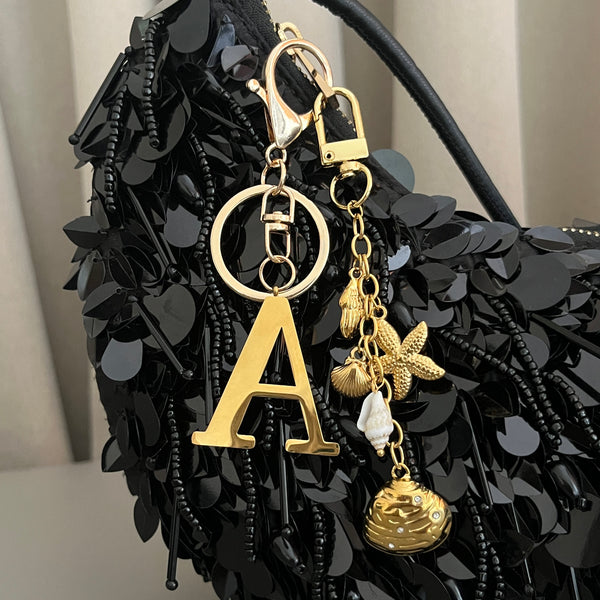 Coastal Bag Charm with Initial