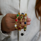 Indian Navratna Inspired Colorful Stone Bangle Jewelry