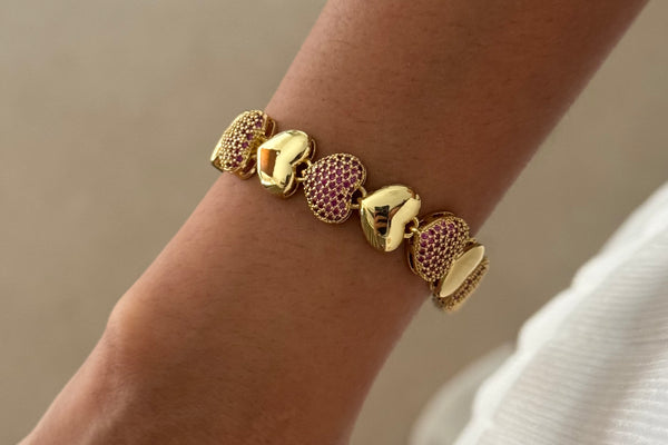 Scarlet Bubble Heart Bracelet