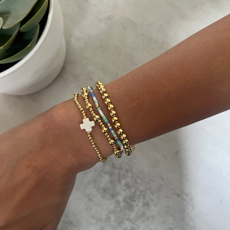 Gold White Bracelet Stack - Set of 4