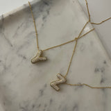 Studded Gold Chunky Initial Necklace