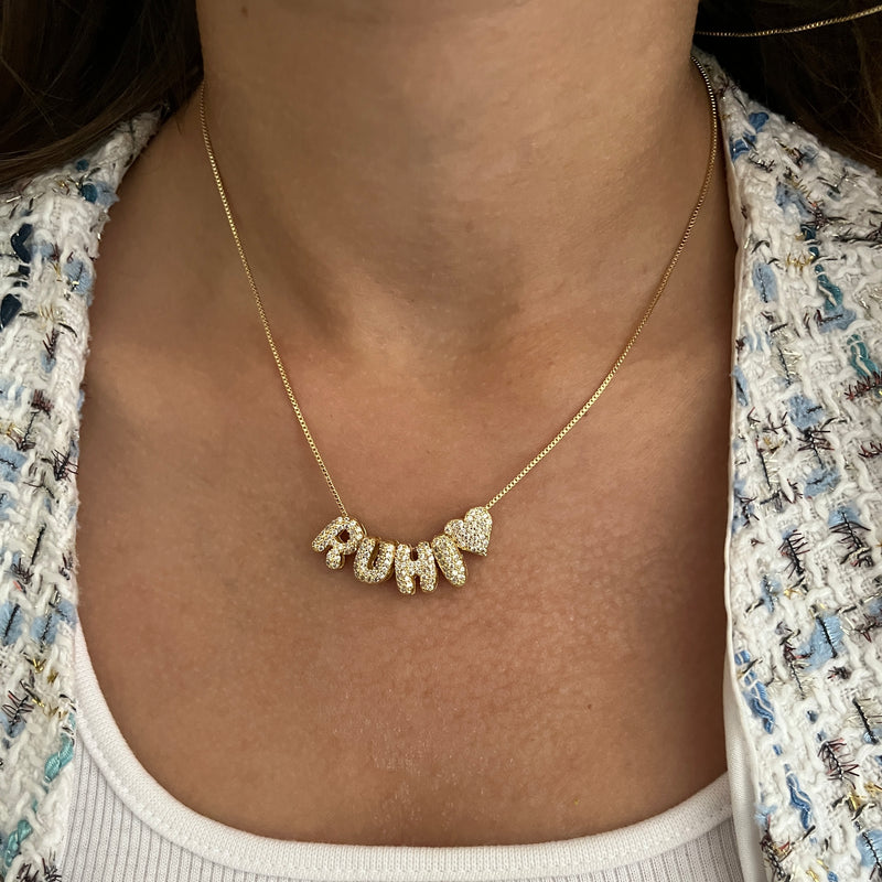 Mini Bubble Initial Name Necklace