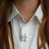 Baroque Pearl Flower Button Brooch