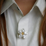 Baroque Pearl Flower Button Brooch