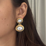 Oval Double Pearl Earrings