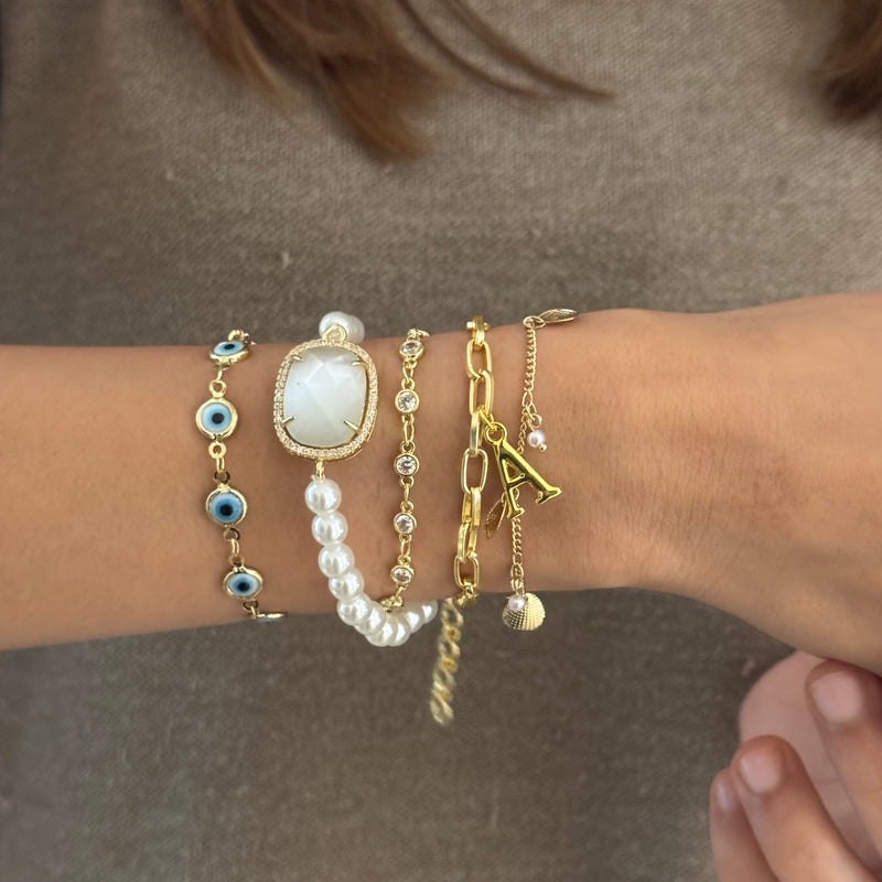 Evil Eye Charmstone Wrap Bracelet