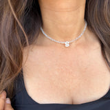 Pearl Glass Initial Beaded Choker