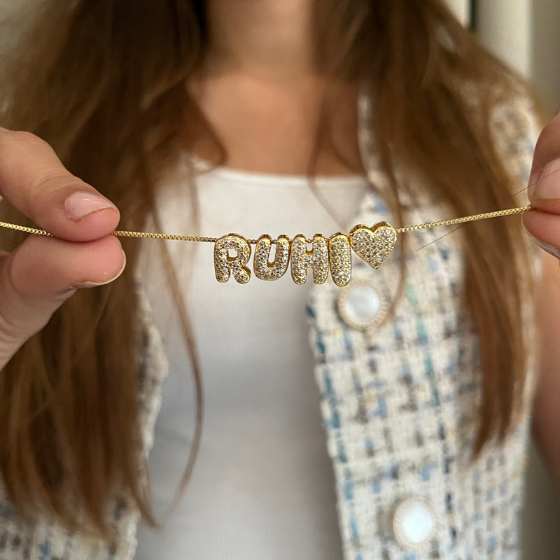 Mini Bubble Initial Name Necklace