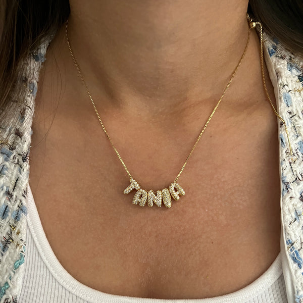 Mini Bubble Initial Name Necklace