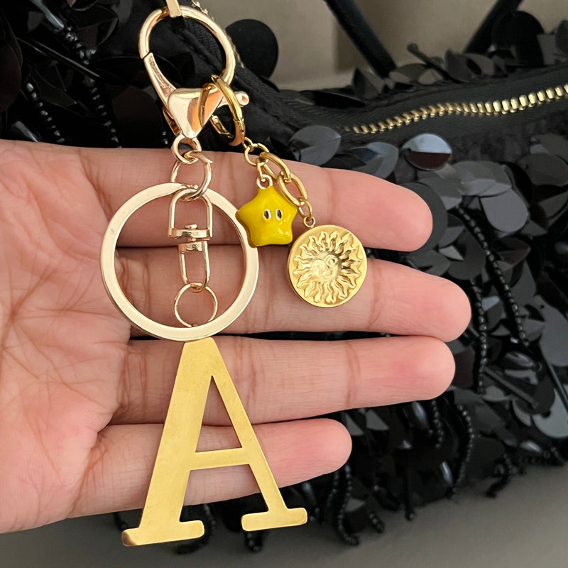 Sun & Star Bag Charm with Initial