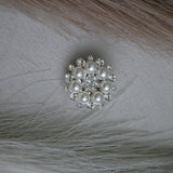 Ornate Pearl Sunburst Button Brooch