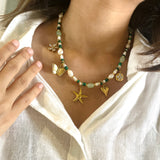 Green & Gold Charm Necklace
