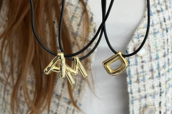 Gold Chunky Initial with Black Thread