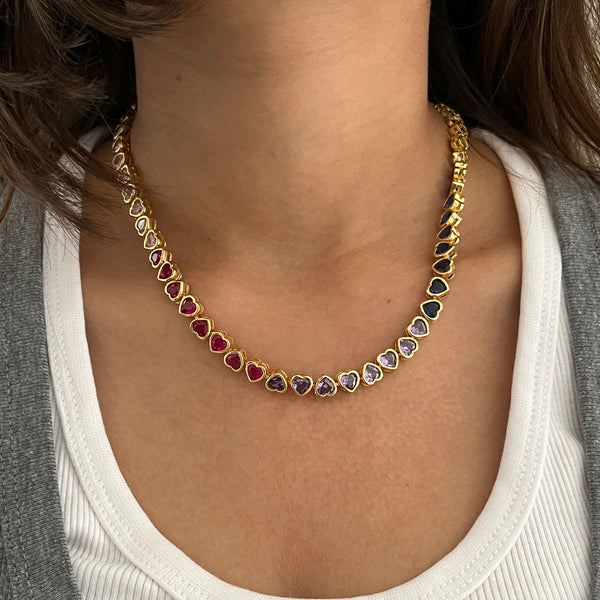 Color my Heart Tennis Necklace