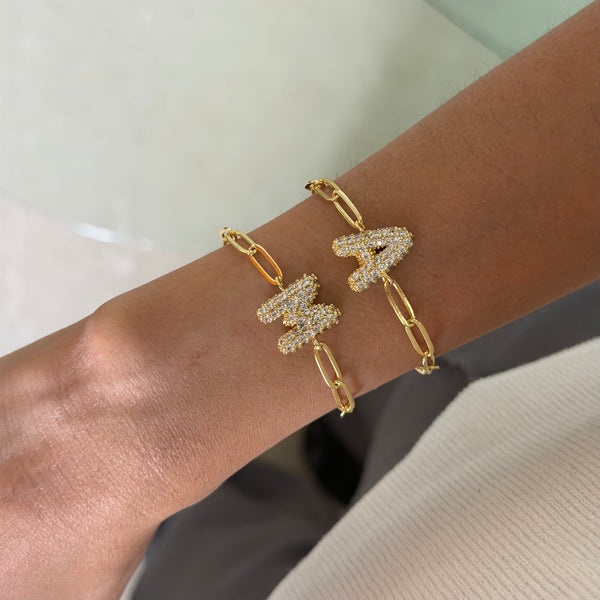 Bubble Initial Link Bracelet