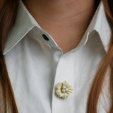 Matte Textured Flower Button Brooch