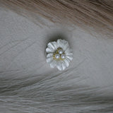Matte Textured Flower Button Brooch