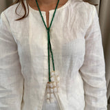 Jade Green White Signature Double Lariat