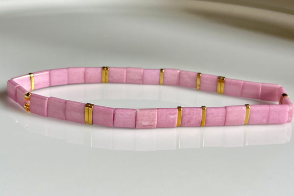 Pink Peony Tila Bracelet
