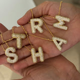 Studded Gold Chunky Initial Necklace