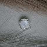 Round Pearl Halo Button Brooch