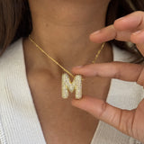 Studded Gold Chunky Initial Necklace